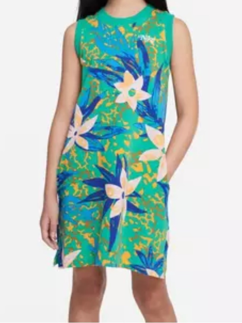 Nike Sportswear Sleeveless Dress Blue Green Big Girls Small